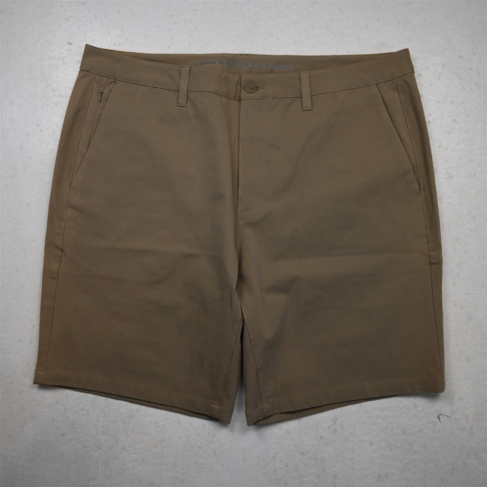True Classic 38x9.25" Khaki Zip Pocket Flat Front Chino Mens Shorts